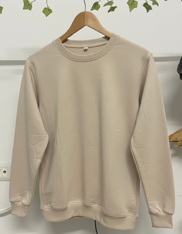 Beige Plain Sweatshirt