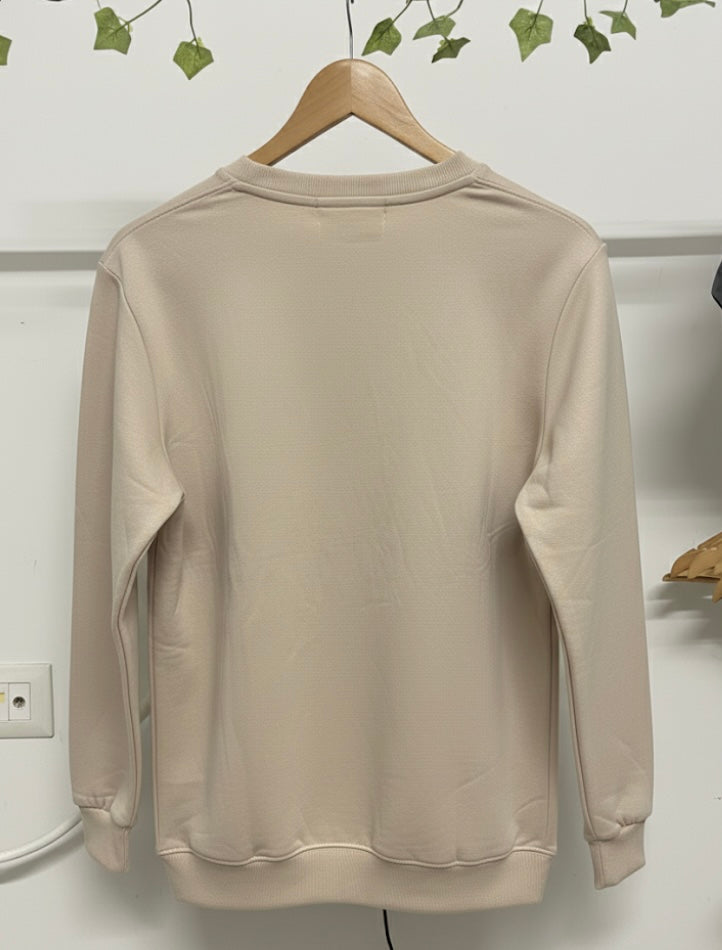 Beige Plain Sweatshirt